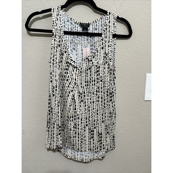 Ann Taylor Tops - Ann Taylor Womens Tank Top Cream & Black Hi Low Petites XXSP New With Tags